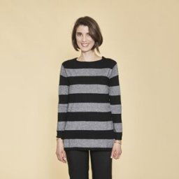 3 SUISSES Pull col rond manches longues rayures avec lurex femme - rayé noir en viscose M female