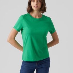 Vero Moda T-shirt Regular Fit Col rond Manches courtes Longueur regular vert en coton Amy XS female