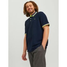jack & jones Polo Standard Fit Polo Manches courtes Bleu Marine en coton Beau XXL male