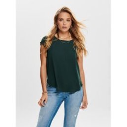 Only Top Col rond Manches courtes vert Elle 34 female