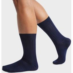 Dim Chaussant Mi-chaussette fil d'Ecosse bleu marine en coton 39/42 male