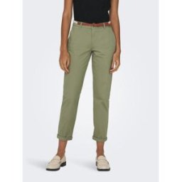 Only Pantalon chino vert en coton Taille : L / Longueur : 32 female