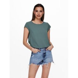 Only Top Col rond Manches courtes vert Eva 42 female