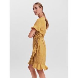 Vero Moda Robe courte Regular Fit Imprimé all over Col en V Manches 2/4 jaune XL female