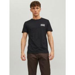 jack & jones T-shirt Standard Fit Col rond Manches courtes Noir en coton Liam XXL male