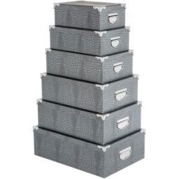 3S. x Home 6 BOITES COINS METAL CROCO GRIS unisex