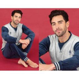 Becquet Pyjama homme manches longues style jogging - bleu en coton S male