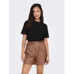 Only T-shirt Col rond Manches courtes noir en coton Ella S female