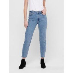 Only Jean coupe droite Court bleu en coton Liz Taille : 27 / Longueur : 30 female