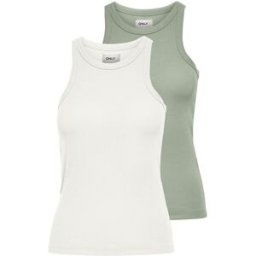 Only Débardeurs blanc et vert en coton XL female