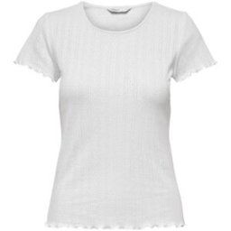 Only T-shirt tight fit col rond manches courtes blanc en coton Ida S female