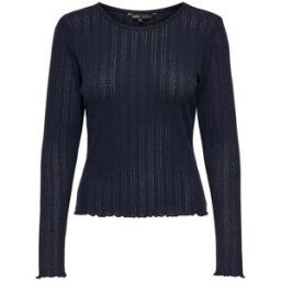 Only Top col rond manches longues bleu foncé en coton Ines S female