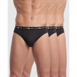 Dim Homme Pack de 3 Slips Coton Stretch - Ceinture Siglée Noir en tissu XXXL unisex