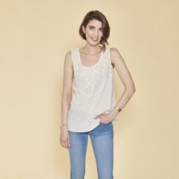 3 SUISSES Blouse sans manche col rond femme - Blanc en coton M female