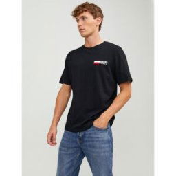 jack & jones T-shirt Standard Fit Col rond Manches courtes Noir en coton Neal XL male