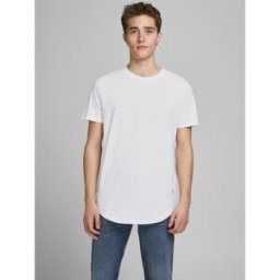 jack & jones T-shirt Long Line Fit Col rond Manches courtes Noir en coton Marc S male