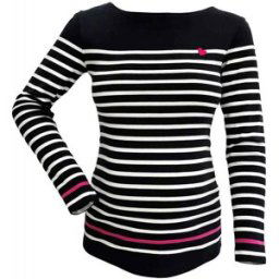 T-shirt de grossesse marinière manches longues bleu Cache Coeur Lingerie en coton bio S unisex