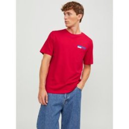 jack & jones T-shirt Standard Fit Col rond Manches courtes Rouge foncé en coton Ross XL male