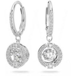 Boucles d'oreilles Swarovski 5504652 - Boucles d'oreilles métal argenté rond strass blanc Femme female