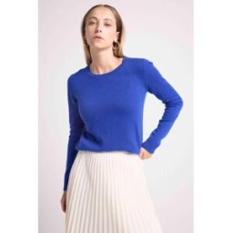 Maison Héritage Pull col rond coudes c?urs femme ZAIME en cachemire bleu roi et coeurs blanc XL female