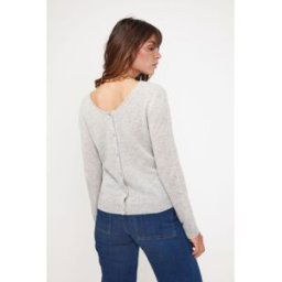 Maison Héritage Pull reversible a boutons femme ZENIA en cachemire gris perle S female