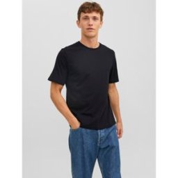 jack & jones T-shirt Standard Fit Col rond Manches courtes Noir en coton Noah M male