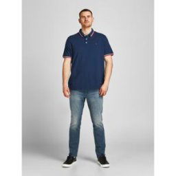 jack & jones Polo Standard Fit Polo Manches courtes Bleu Marine en coton Ivan 4XL male