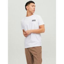 jack & jones T-shirt Standard Fit Col rond Manches courtes Blanc en coton Hugo M male