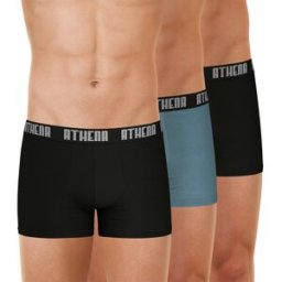 Athena Lot de 3 boxers pour homme Ecopack noir en coton S male