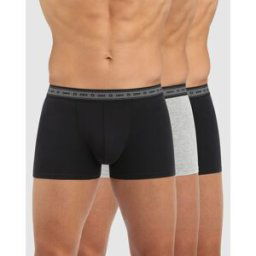 Dim Homme Lot 3 Boxer homme noir/gris perle en coton T6 unisex