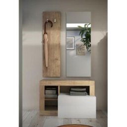 3S. x Home Set de Meuble d'entrée comprenant 3 pieces : Meuble a chaussure et Miroir Porte manteau L91 cm unisex