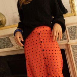 3S. x Réédition Jupe longue Amy orange en viscose 44 female