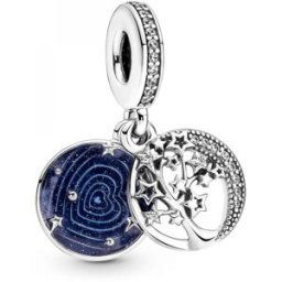 Charm double pendant Pandora Moments Arbre & Lune de la Galaxie - Argent female