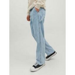 jack & jones Jean à coupe ample Loose Fit Bleu en coton Leon Taille : 28 / Longueur : 30 male