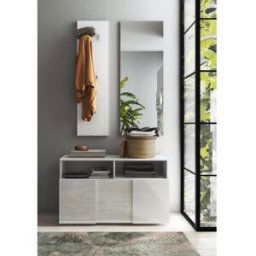 3S. x Home Set de Meuble d'entrée Damano 3 pieces Meuble a chaussure Miroir Porte manteau L91 cm unisex
