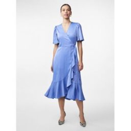 YAS Robe cache-c?ur longue bleu Élise XL female