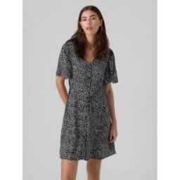 Vero Moda Robe courte Regular Fit Imprimé all over Col en V Manches courtes Court noir Sofia XS female