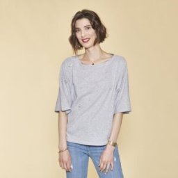 3 SUISSES Tee-shirt manches courtes oeillets devant femme - gris chiné M female