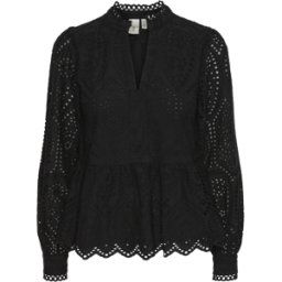 YAS Blouse manches longues détail péplum noir en coton M female