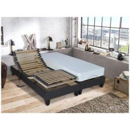 Selenia Lit Relaxation 100% Latex 5 Zones + Sommier Tissu Gris Déco Lattes Flexibles Avec Réglage Fermeté Au Niveau Lombaire 180 x 200 cm unisex