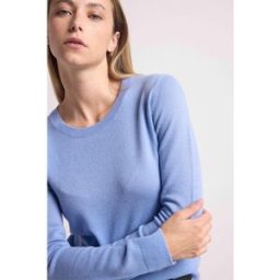 Maison Héritage Pull col rond coudes c?urs femme ZAIME en cachemire bleu ciel et c?urs bleu roi M female