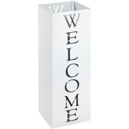 3S. x Home Porte parapluies avec écriture découpé Welcome en Métal laqué Blanc unisex