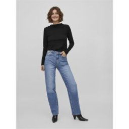 Vila Jean coupe droite bleu en coton Willa Taille : 34 / Longueur : 32 female