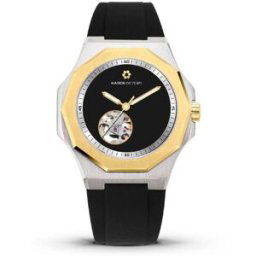 Montre Homme Maison Du Temps MTZeta Coeur Ouvert Noir Doré Jaune SIlicone Noir male