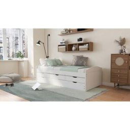 3S. x Home Lit en Pin Massif 90x190 ULLI Blanc 90 x 200 cm unisex