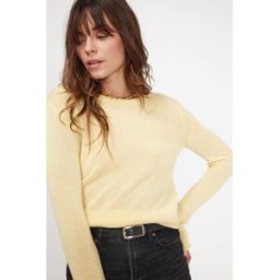 Maison Héritage Pull femme col rond ZARA en cachemire jaune L female