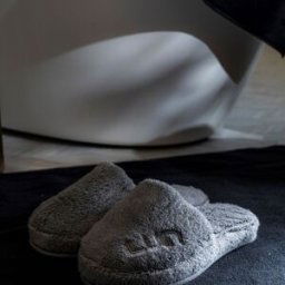 Luin Living Chaussons Cosy Granite gris en coton L/XL female