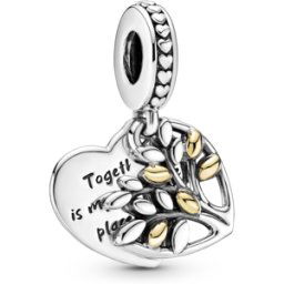 Charm Double Pendant C?ur Arbre de vie Bicolore Pandora People - Argent female