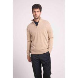 Maison Héritage Pull col zippe montant homme ZALMAN en cachemire new beige creme XXL male