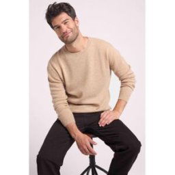 Maison Héritage Pull homme col rond ZACH en cachemire new beige creme S male